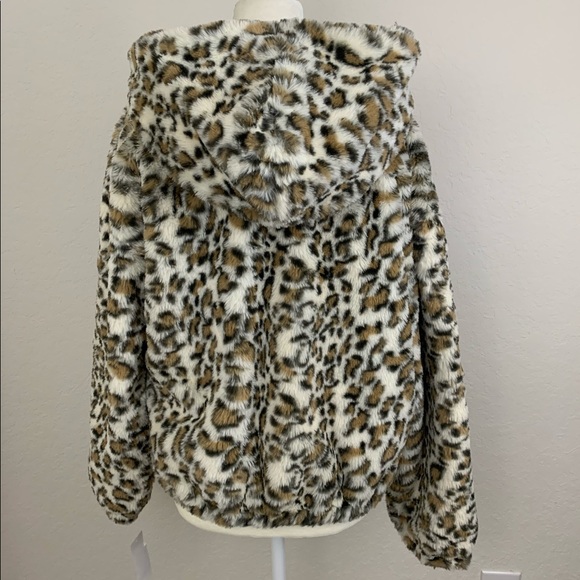 Lucky Brand Animal Print Faux Fur Hooded Jacket - Picture 5 of 10